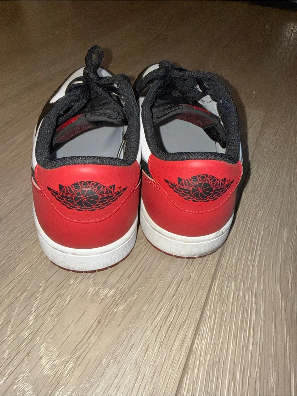 Jordan Men’s Low-Top Sneakers in White, Black & Red